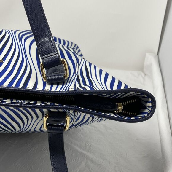 Vera Bradley Streeterville Tote EUC Shoulder Hangbag Medium Blue White Striped - Picture 11 of 14